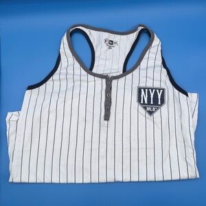 New Era White and Black Striped Tank Top